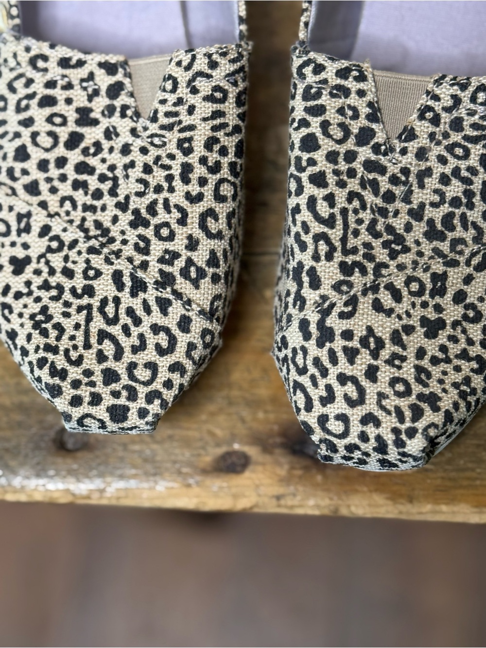 TOMS Leopard Canvas Slip-Ons - Beige & Black - Picture 2 of 12